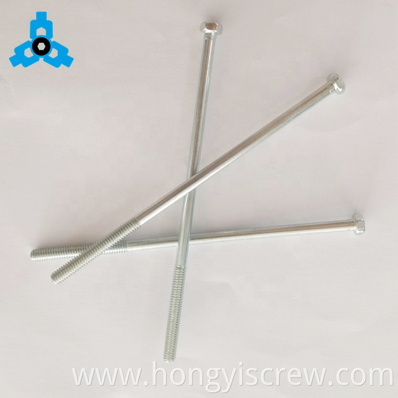 Long Half Thread Long Bolts With Extra Hex Head Carbon Steel OEM Stock Support